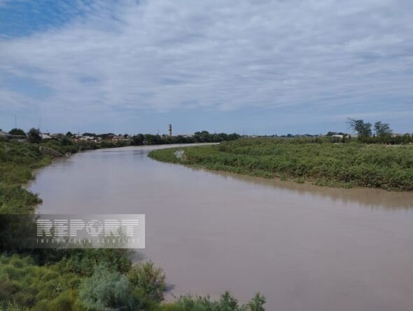 Kür çayında suyun səviyyəsi qalxıb - FOTO