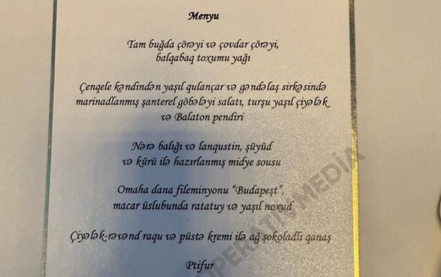 Prezidentlərə təqdim olunan yemək menyusu - Foto