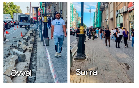 Metronun "Sahil" stansiyasının qarşısındakı səkilər genişləndirildi