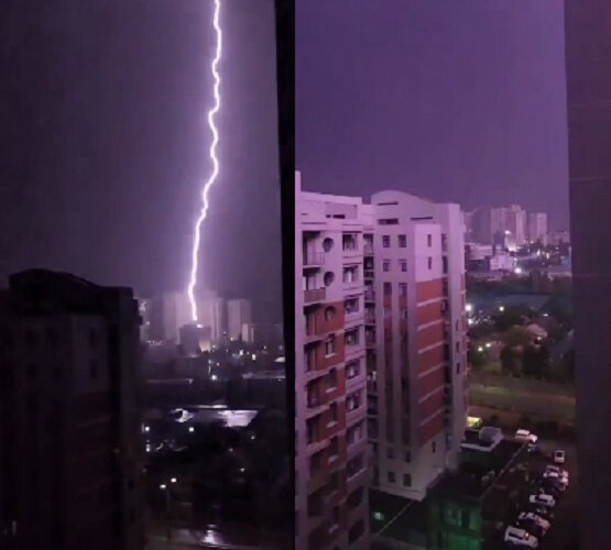 Bakıda güclü şimşək çaxdı - ANBAAN VİDEO