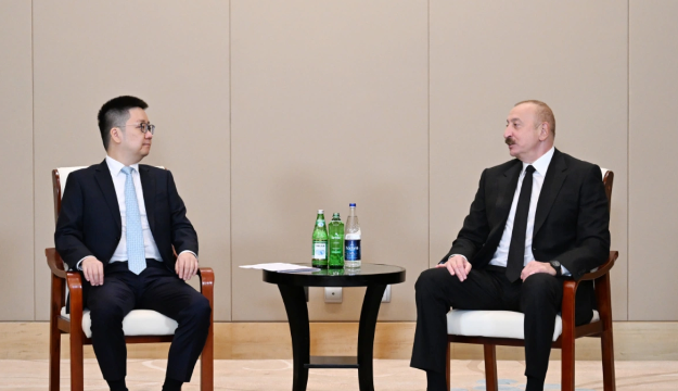 Azərbaycan Prezidenti "Sichian Sunsync Photovoltaic Technology Co" şirkətinin təsisçisi ilə görüşüb