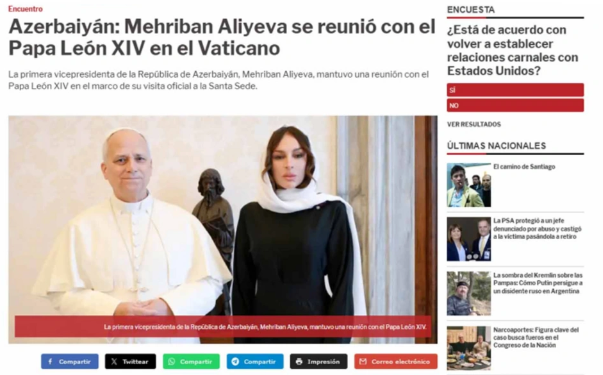 Mehriban Əliyevanın Vatikana səfəri dünya mediasının diqqət mərkəzində
