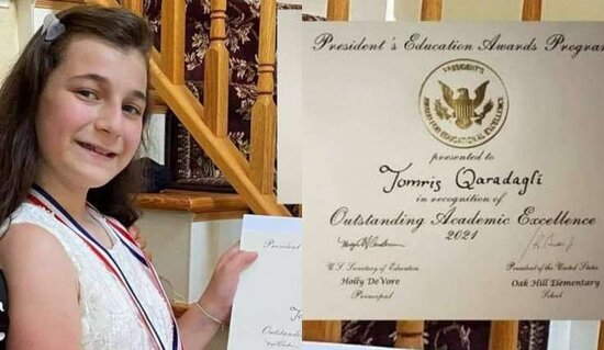 12 yaşlı soydaşımızın Amerikada BÖYÜK UĞURU: "Prezident Bayden" fərqlənmə diplomu ilə təltif olundu - FOTO
