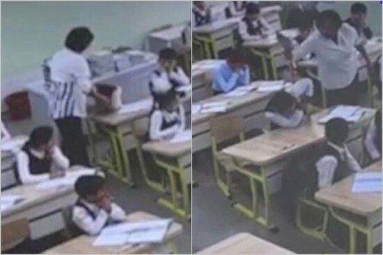 Müəllim şagirdlərin dəftərində nə gördüsə, hamısını bir-bir qapazladı - VİDEO