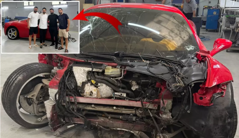 Qəzada əzilən 15 milyonluq Ferrari məşhur futbolçuya satıldı