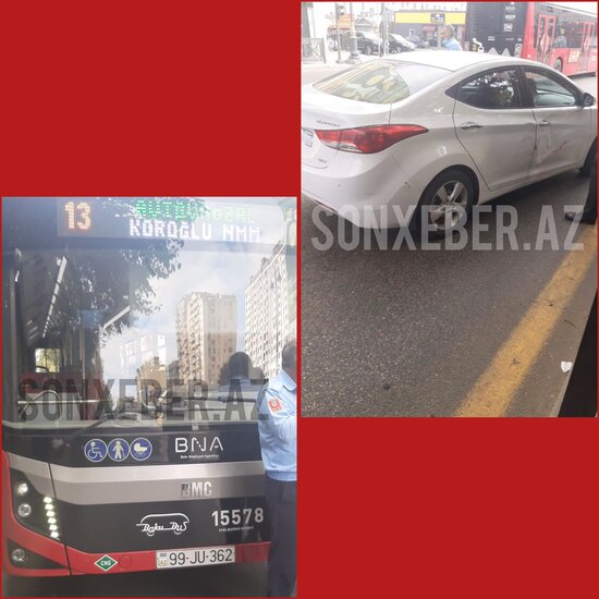 Bakıda daha bir QƏZA: Avtobus minik avtomobili ilə TOQQUŞDU