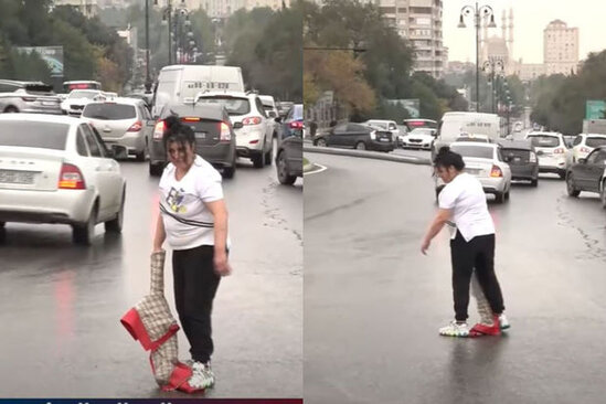 Bakıda sərxoş qadın sürücülərə həyəcanlı anlar yaşatdı - VİDEO