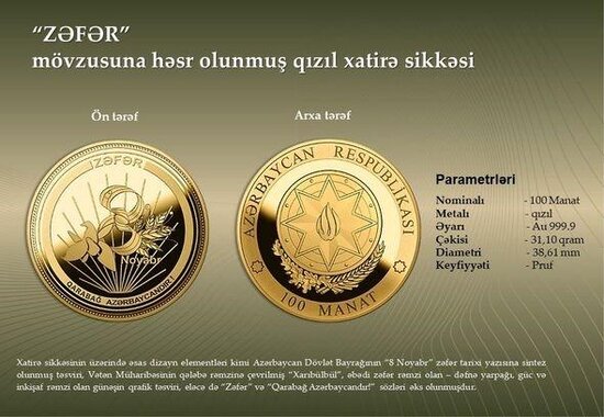 500 manatlıq xatirə pul nişanları dövriyyəyə buraxıldı - Fotolar
