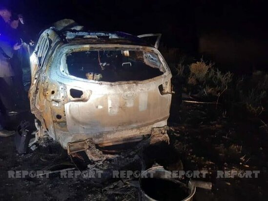 Sabirabadda kişi avtomobilin içində yanaraq öldü - FOTO