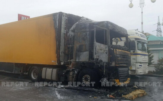 Azərbaycanda TIR yandı - FOTO