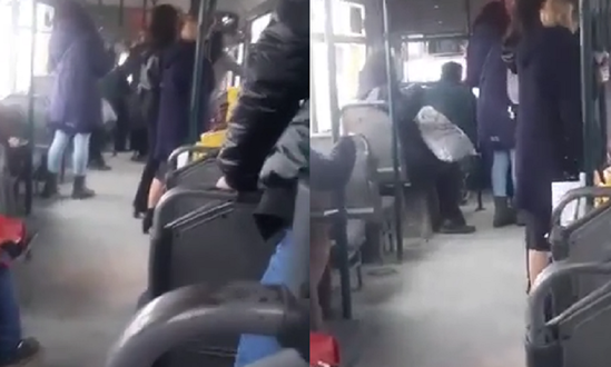 Bakıda KamAZ sürücüsü avtobusun yolunu kəsib sürücünü yumruqladı - ANBAAN VİDEO