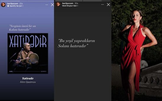 Məşhur türk aktrisasından Alim Qasımovla bağlı paylaşım