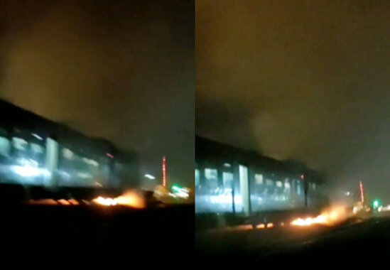 Sərnişin qatarında güclü yanğın