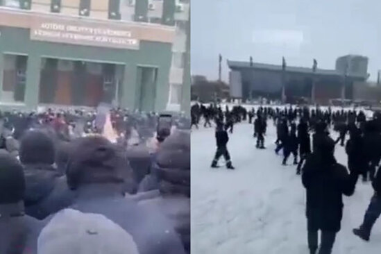 Aktobedə etirazçılar İcra Hakimiyyəti binasını ələ keçirdi - VİDEO