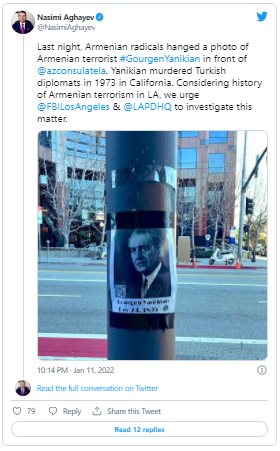 Ermənilərdən növbəti təxribat: Terrorçunun şəklini Azərbaycan konsulluğunun önünə yapışdırdılar - FOTO