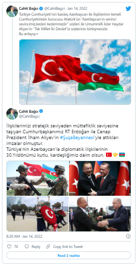 Türkiyə-Azərbaycan münasibətlərinin 30 illiyi: Cahid Bağçı paylaşım etdi - FOTO