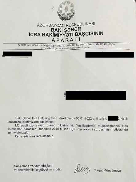Vətəndaşın arxiv sənədləri subasması nəticəsində məhv oldu - AÇIQLAMA + FOTO