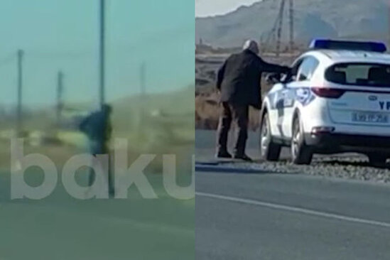 Yol polisinə "şirinlik" verib keçdilər - ANBAAN GÖRÜNTÜLƏR