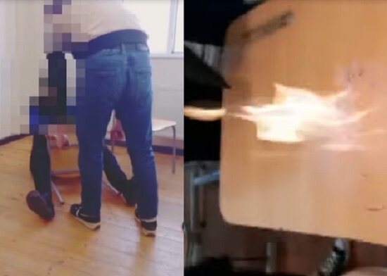 Məktəblərdən biabırçı görüntülər: Stuldan araba kimi istifadə edir, partanı yandırırlar - VİDEO