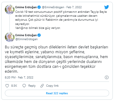 Türkiyə prezidenti və xanımının səhhəti ilə bağlı açıqlama - FOTO