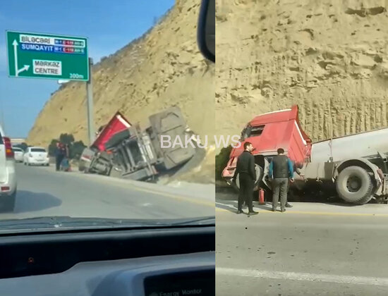 Bakıda ağır qəza, TIR aşdı - VİDEO