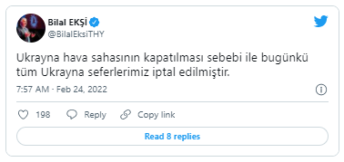 Türkiyə Hava Yolları Ukraynaya bütün uçuşları ləğv edib - FOTO