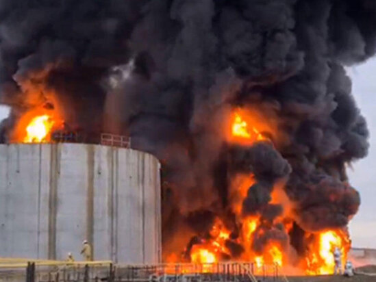 Neft anbarında güclü yanğın olub - VİDEO