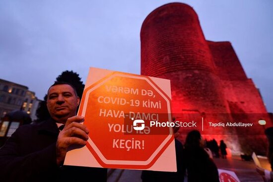 Qız Qalası qırmızı rənglə işıqlandırıldı – FOTOREPORTAJ