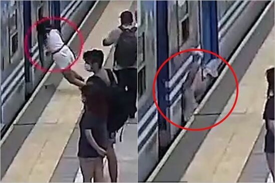 Huşunu itirərək qatarın altına düşən qadın möcüzəvi şəkildə sağ qaldı - VİDEO