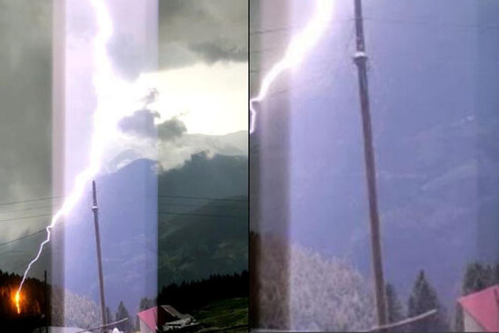 Mənzərəni çəkən şəxs ildırımın düşdüyü anı lentə aldı - VİDEO
