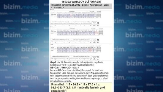 Buraxılış imtahanında eyni nəticəni göstərən qardaşlardan biri 661 bal topladı, yenidən sınağa girəcək - FOTO