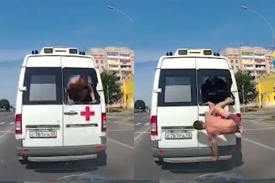 Xəstə təcili yardım maşınından qaçdı - VİDEO