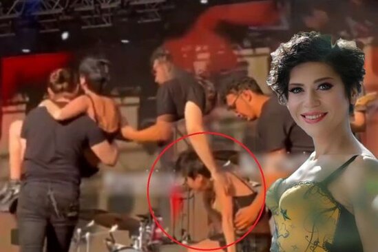 Məşhur müğənninin səhnədə halı pisləşdi, köməyinə həyat yoldaşı çatdı - VİDEO