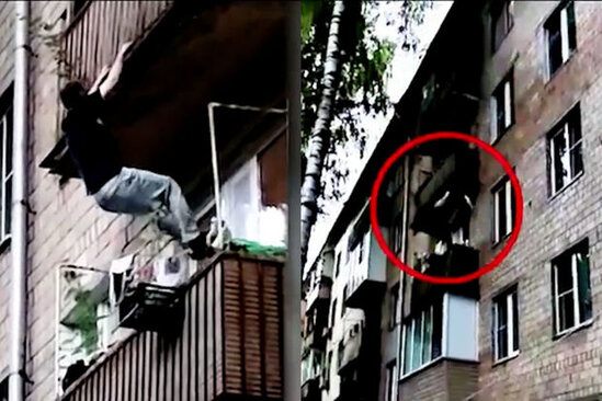 Rusiyada polisdən qaçan oğru binanın divarından yıxılaraq öldü - VİDEO