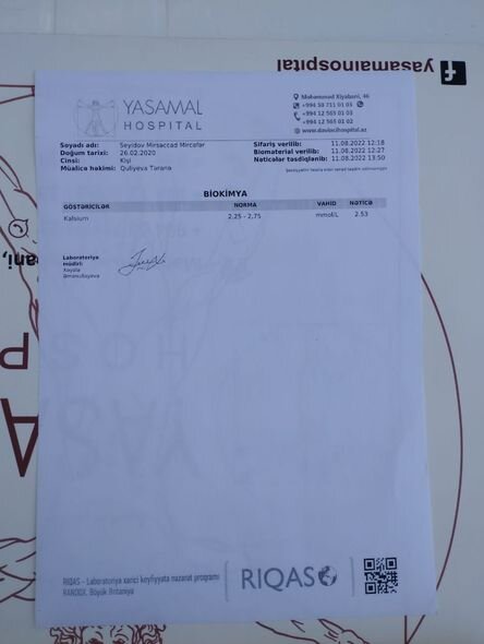 İki yaşlı Mirsəccadın başında şiş aşkarlanıb - FOTO