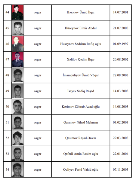 Daha 21 şəhidimiz var - Siyahı