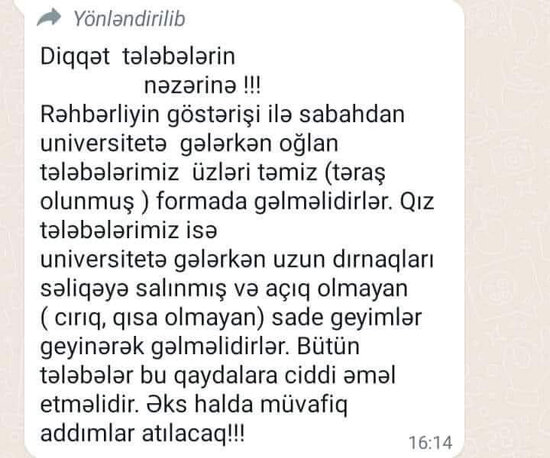 Bu universitetdə qızlara makiyaj və geyim qadağası qoyulub? - Universitet aydınlıq gətirdi - FOTO