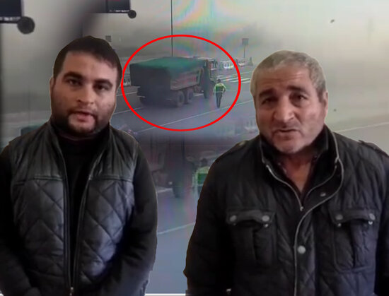 Ata və oğul "Kamaz"ı polislərin üzərinə sürdü - ANBAAN VİDEO