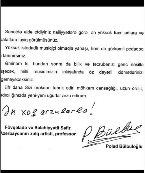 Polad Bülbüloğlu Mələkxanım Eyyubovanı təbrik etdi - FOTO