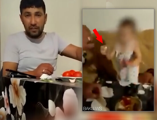 Atası azyaşlı uşağa spirtli içki içirdib TELEFONA ÇƏKDİRDİ - VİDEO