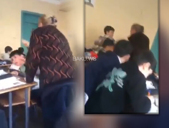 Azərbaycanda məktəbdə növbəti RƏZALƏT: Müəllim və şagirdlər bir-birinə qarışdı - VİDEO