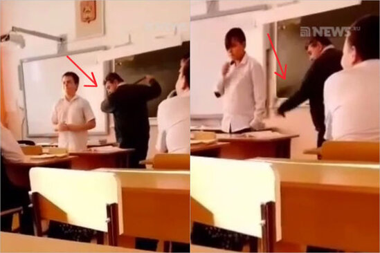 Direktor müavini məktəbliləri qayışla döydü - VİDEO