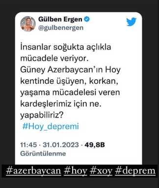 Gülben Ergendən azərbaycanlılara DƏSTƏK - FOTO