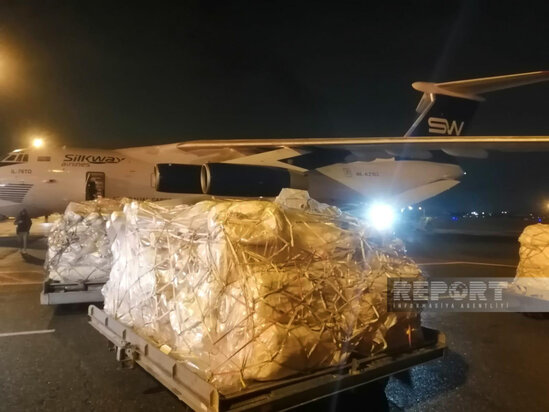 Azərbaycanın növbəti humanitar yardımları Türkiyəyə yola salınıb - FOTO