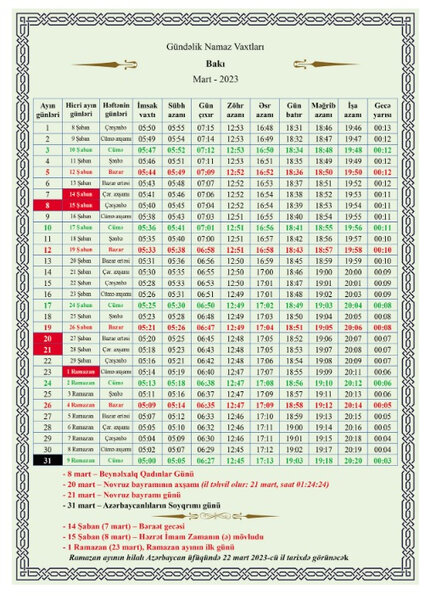 Ramazan ayı nə vaxtdan başlayır? - TƏQVİM