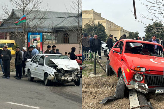 Ağdamda iki avtomobil toqquşub: Sürücü ağır yaralanıb - FOTO