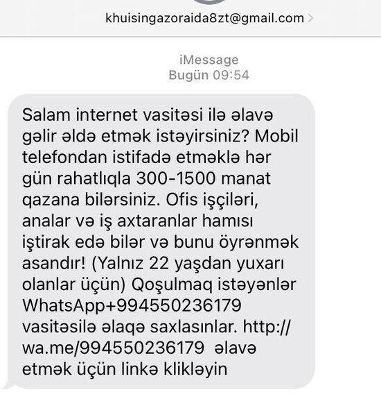 Bu mesajlardan sizə də gəlir? - Ehtiyatlı olun! - FOTO