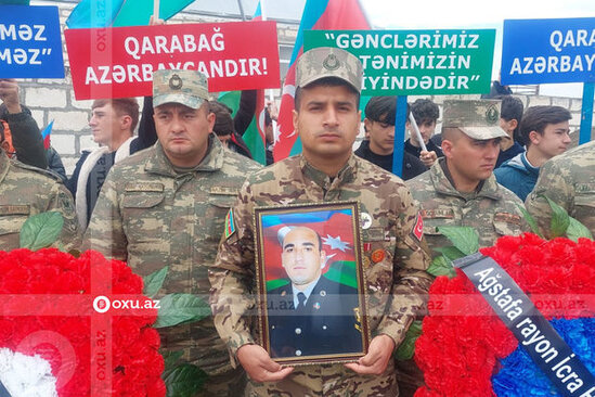 Şəhid Elşad Həsənovla vida mərasimi keçirilir - FOTO