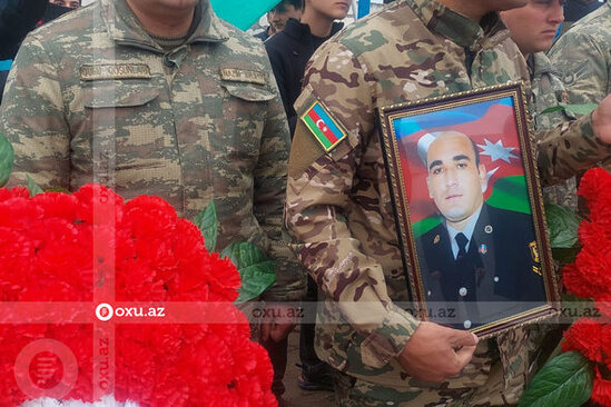 Şəhid Elşad Həsənovla vida mərasimi keçirilir - FOTO