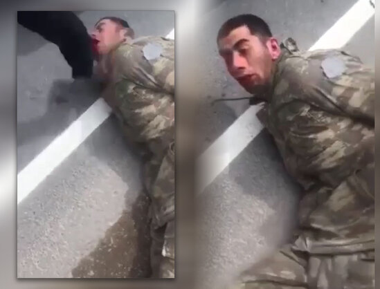 Ermənilər azərbaycanlı hərbçini vəhşicəsinə döydülər - VİDEO